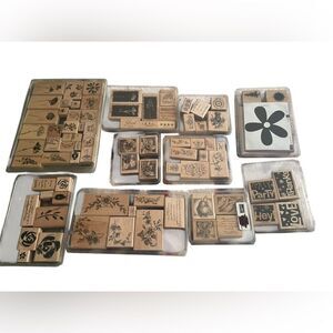 Stampin’ Up! HUGE 82ct Lot of Wooden Mounted Rubber Ink Stamps Classic Rare Lot